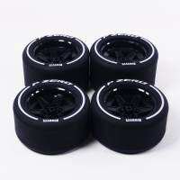 4 pcs Printing slick tires (different widths of front and rear rims included) for 1:8 F1 Racing cars.